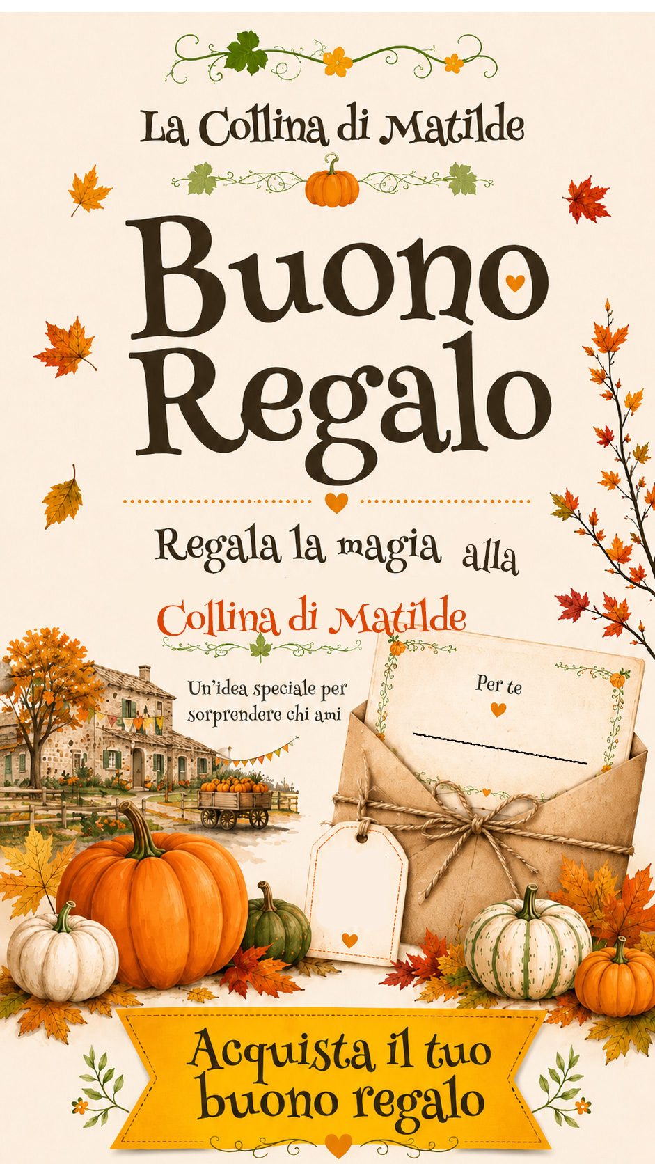 Clicca qui per acquistare il buono regalo per l'ingresso alla Collina di Matilde